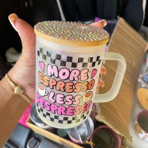 Colorful Coffee Mug with Rhinestone Lid